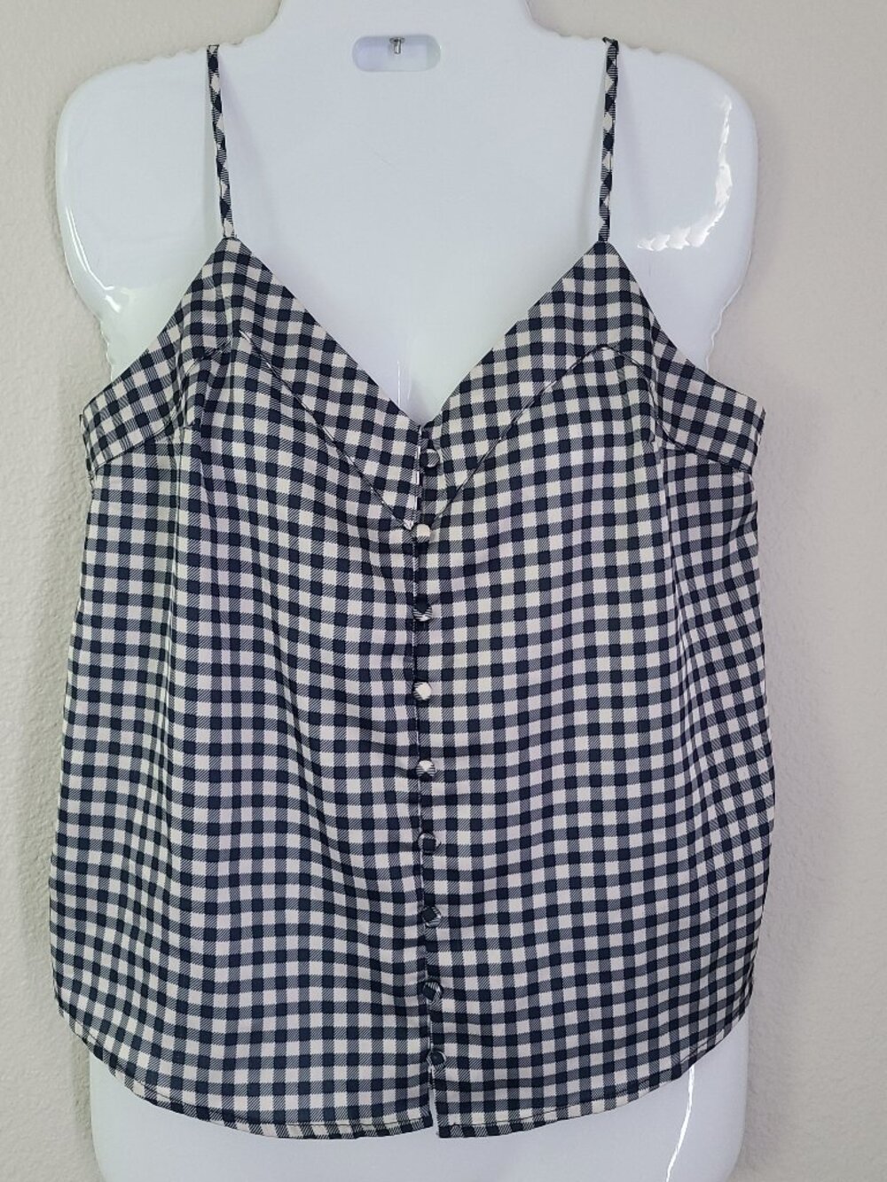 Abercrombie & Fitch Cami Top Gingham Check Blue White Women's Size S